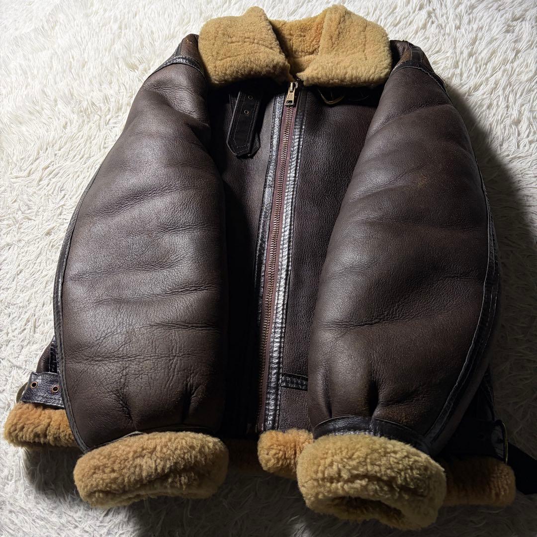 【雰囲気抜群】フライトジャケット　B-3 羊革　ムートン　ブラウン