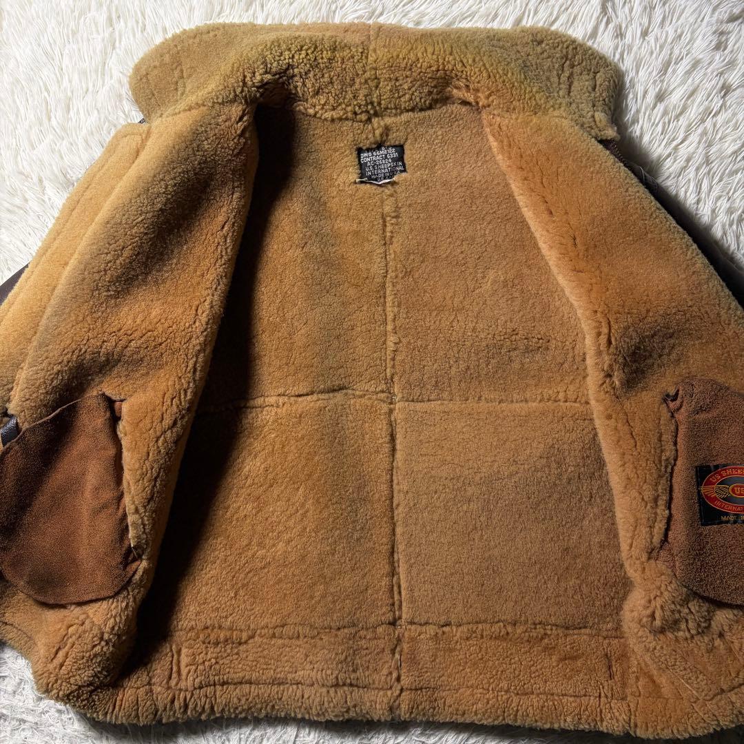 【雰囲気抜群】フライトジャケット　B-3 羊革　ムートン　ブラウン