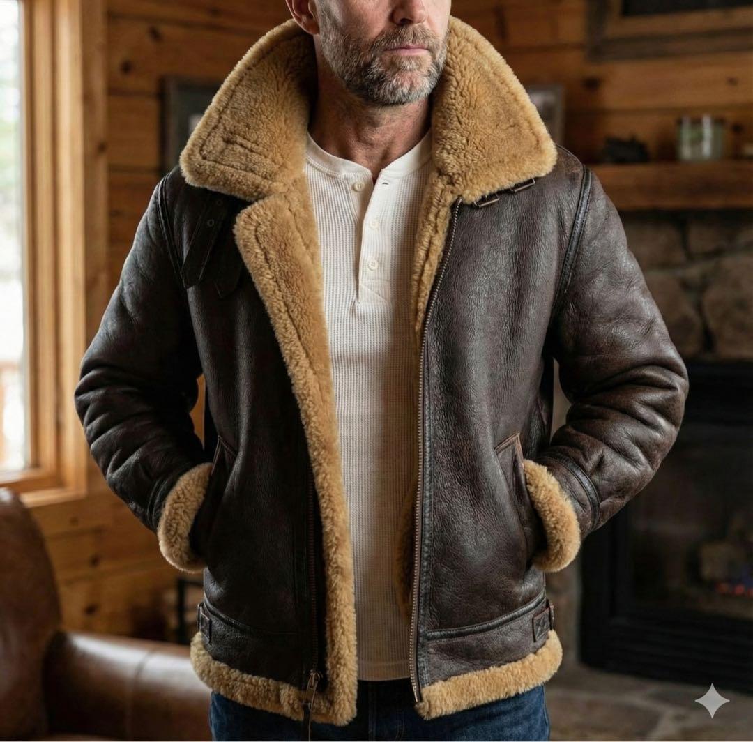 【雰囲気抜群】フライトジャケット　B-3 羊革　ムートン　ブラウン