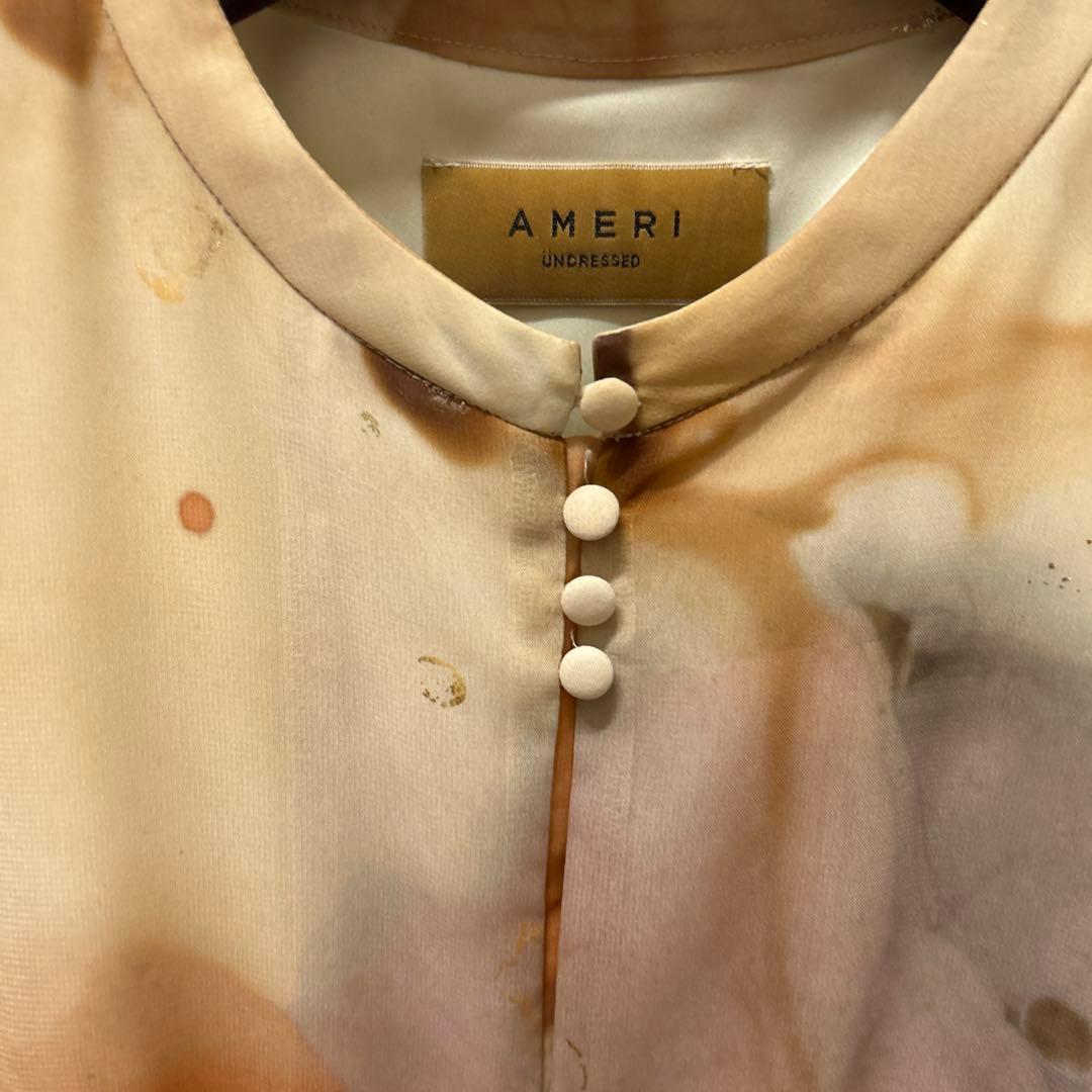 Ameri 水彩模様 フレアスリーブ ワンピース