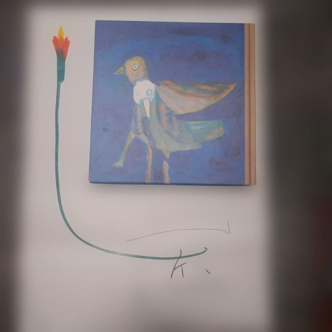 黒田征太郎　直筆の鳥イラスト　花イラスト入り手紙　コーヒーカップからはじまる話