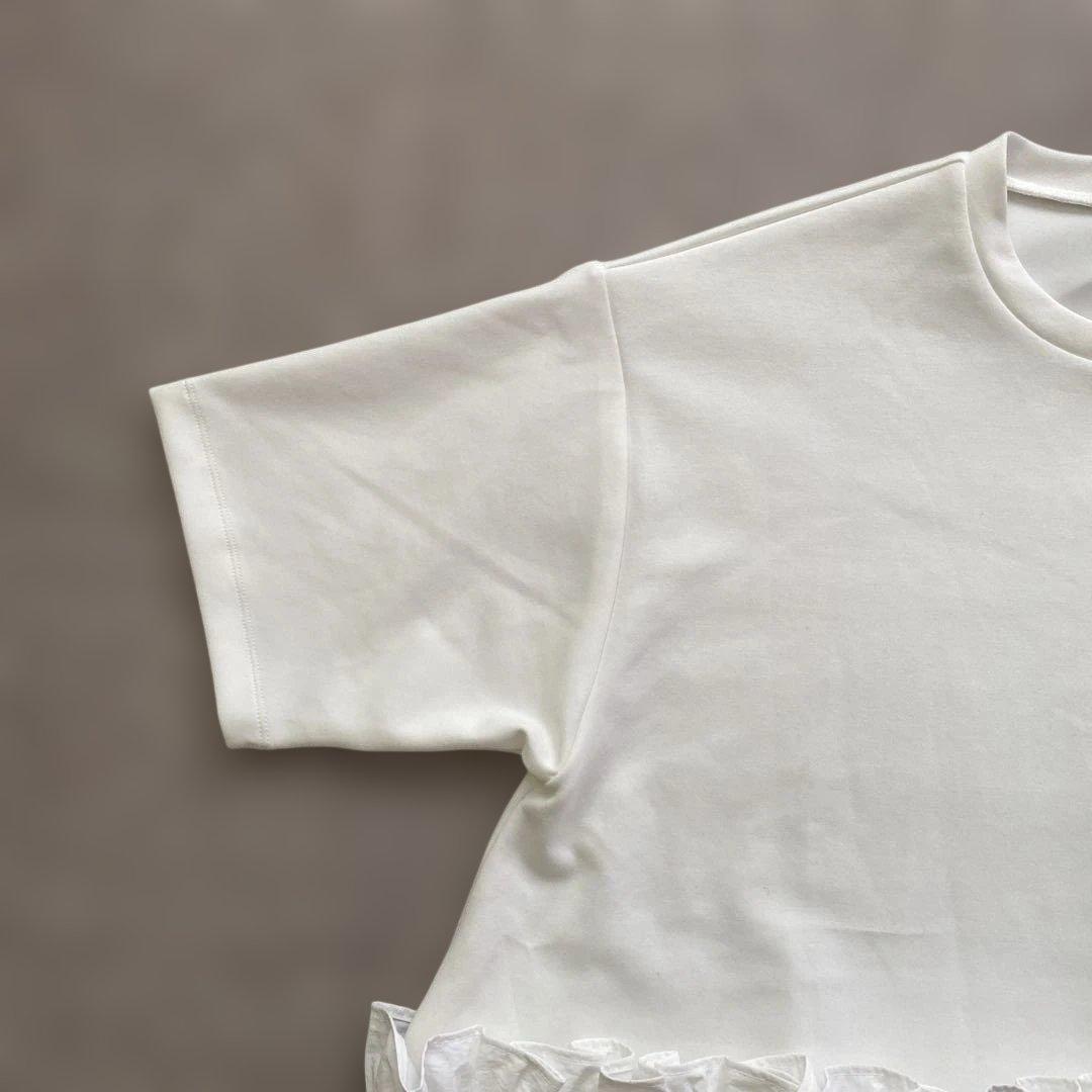 THREE SQUARE ペプラムコンビハーフスリーブプルオーバー