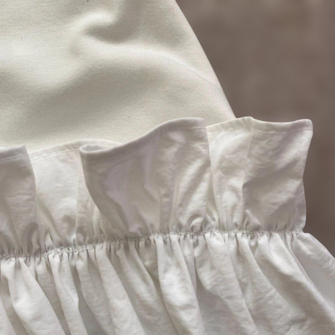 THREE SQUARE ペプラムコンビハーフスリーブプルオーバー