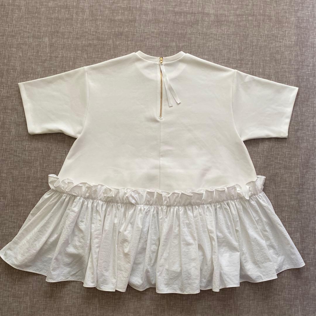 THREE SQUARE ペプラムコンビハーフスリーブプルオーバー