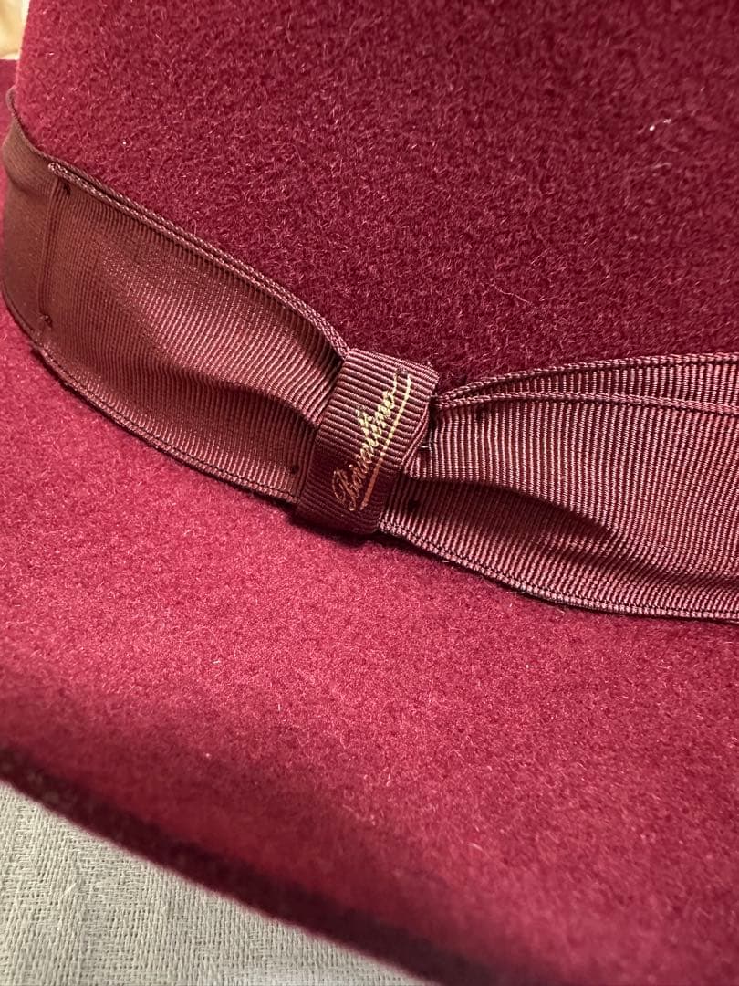 新品未使用　ボルサリーノ　ハット　ボルドー　タグ付き　Borsalino