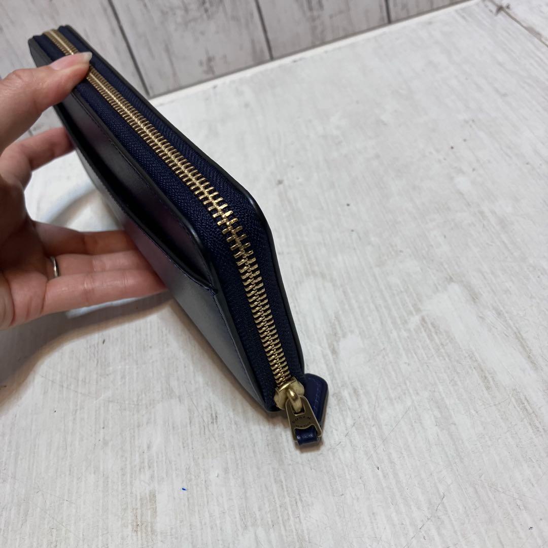 美品⭐️COACH コーチ　長財布　ネイビー　スリムウォレット　CS032