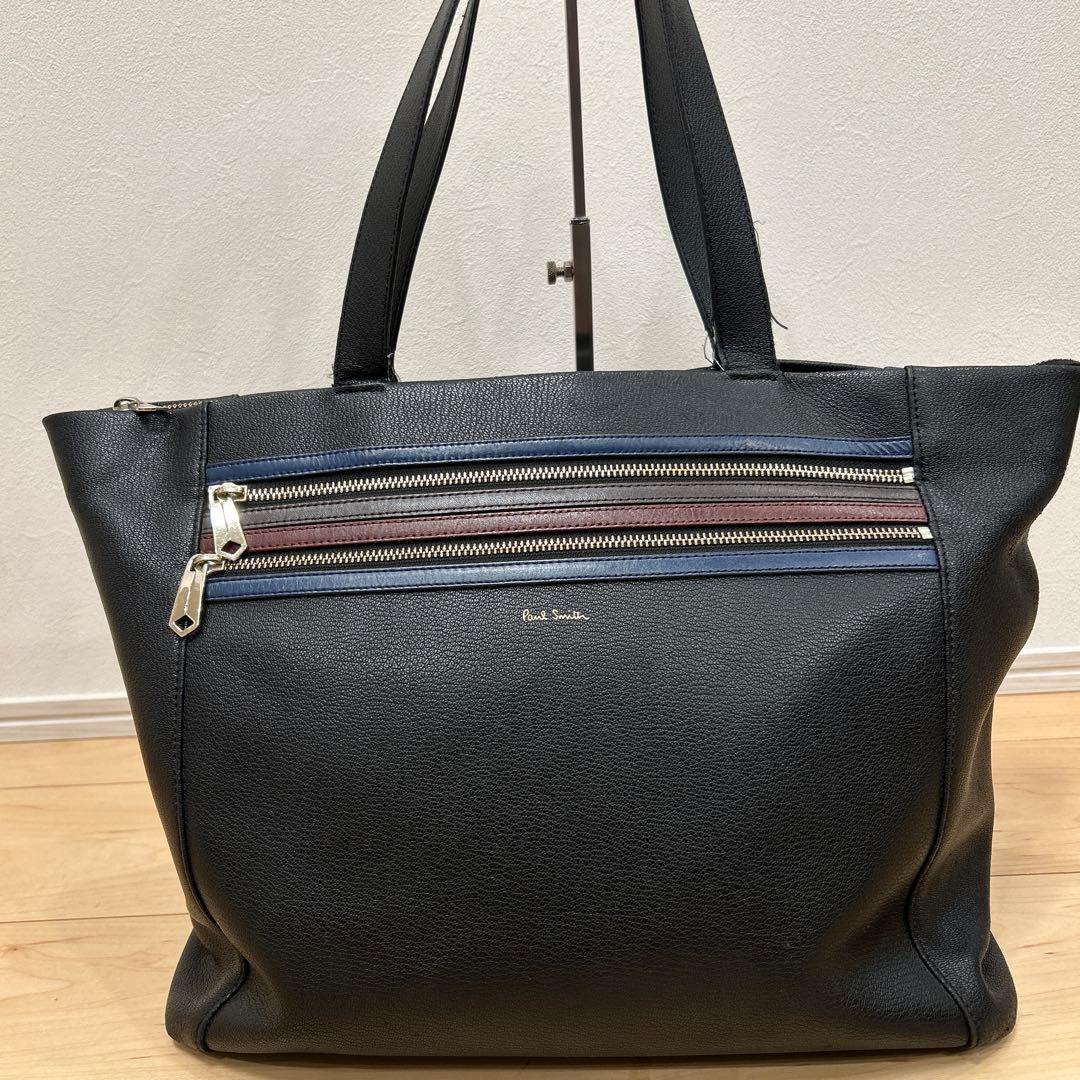 ポールスミス シグネチャー ジップストライプ トートバッグ 肩掛け 黒