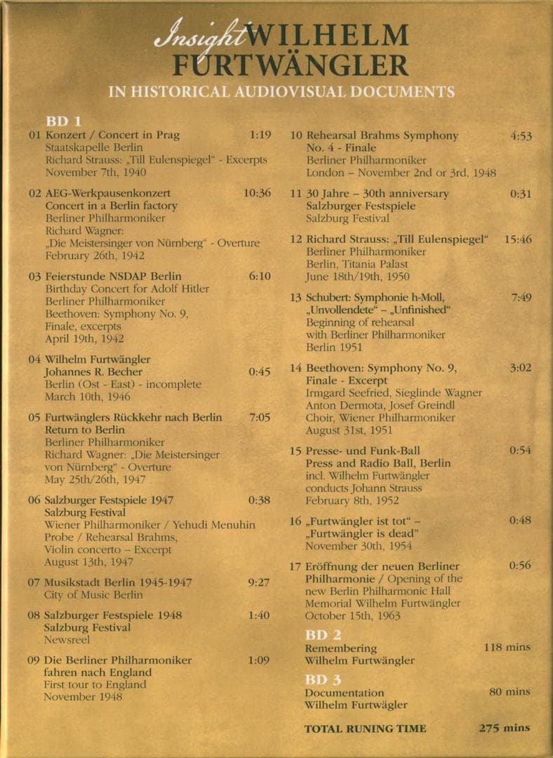 Blu-ray フルトヴェングラー★映像大集成 歴史的視聴覚資料に基づく洞察