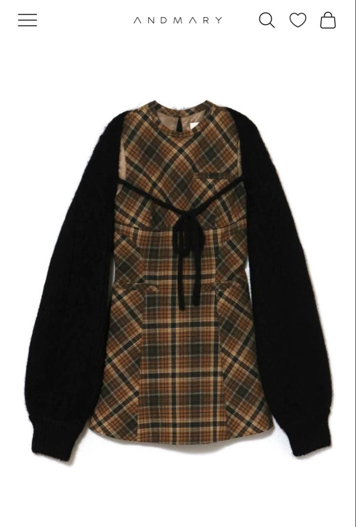 andmary Mimi check set mini dress イエロー