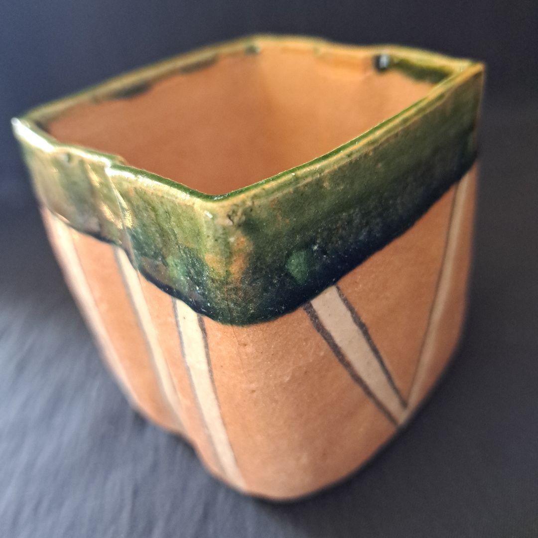 「モダンな織部(おりべ)！」 織部焼向付(むこうづけ)幅8cm 5客セット 骨