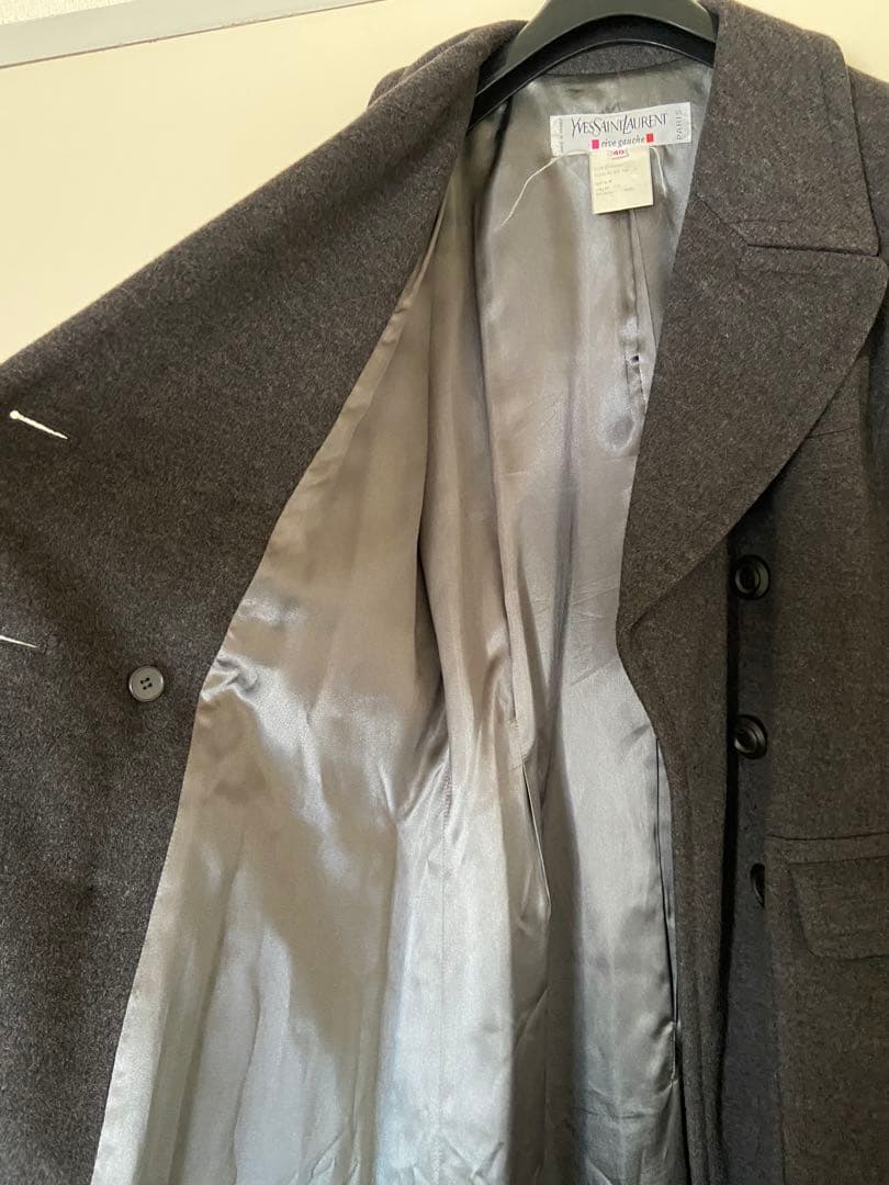連休セール Yves Saint Laurent グレー ロングコート