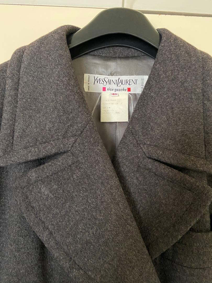 連休セール Yves Saint Laurent グレー ロングコート