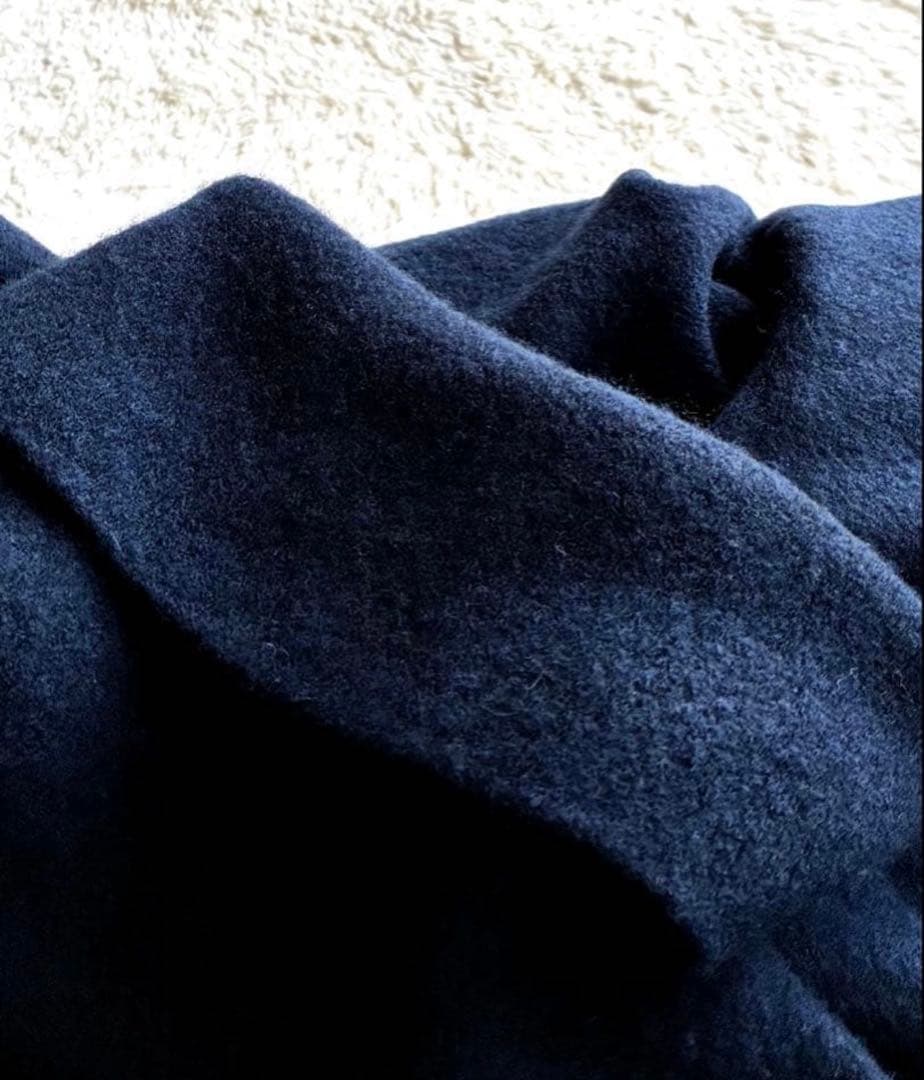 45R ウール100％ フロート縮絨ハイネックニットフレアチュニック極美品