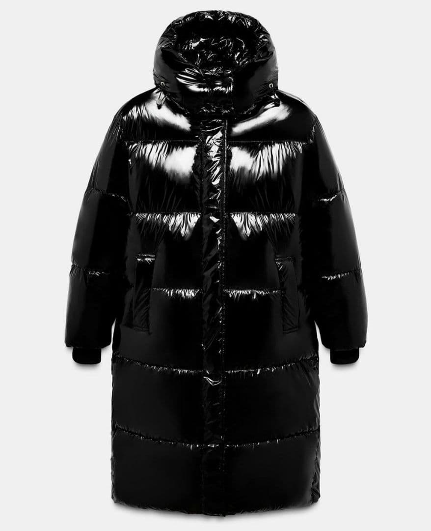 【新品タグ付き】ZARA シャイニーロングアノラック L