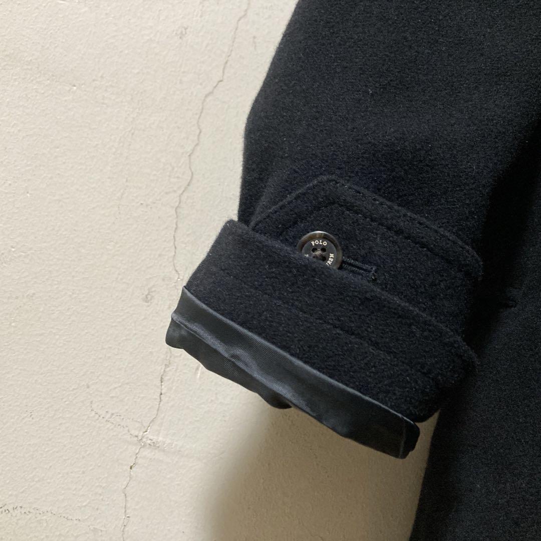 超美品 ポロラルフローレン ウール ビジネスコート 中綿ライナー付 黒