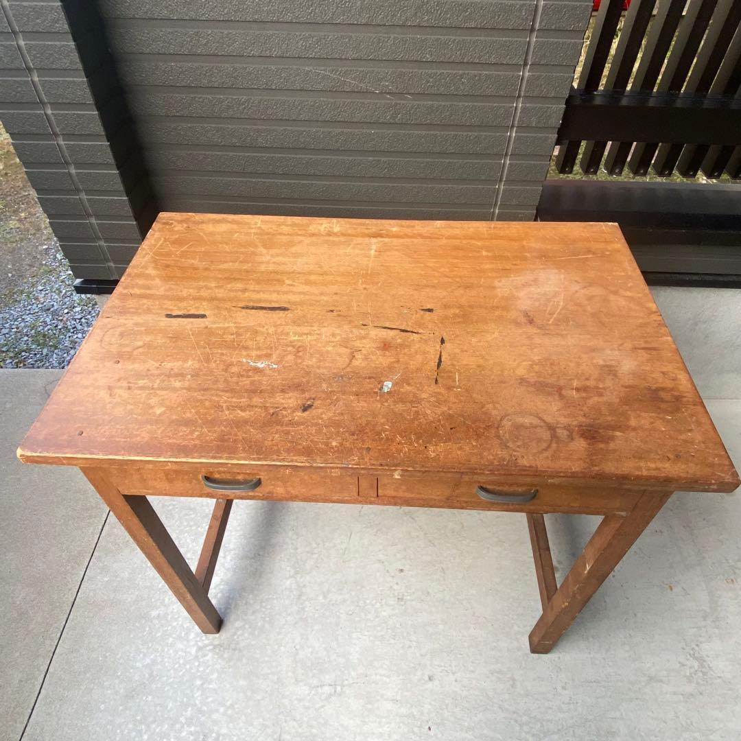長期保管品 木製机 ウッドデスク 釘打ち 古家具 エイジング ビンテージ