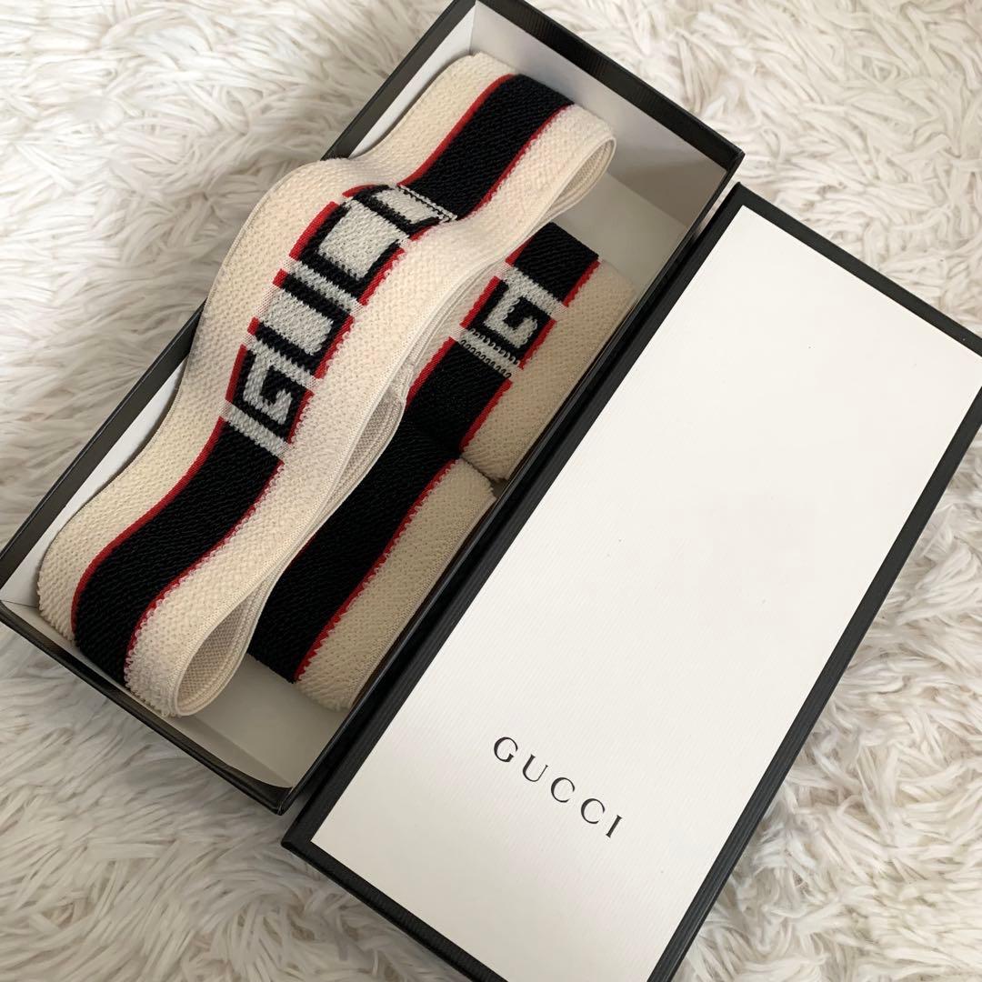 未使用級✨グッチ ヘアバンド リストバンド 登坂広臣 テテ ロゴ シェリーライン