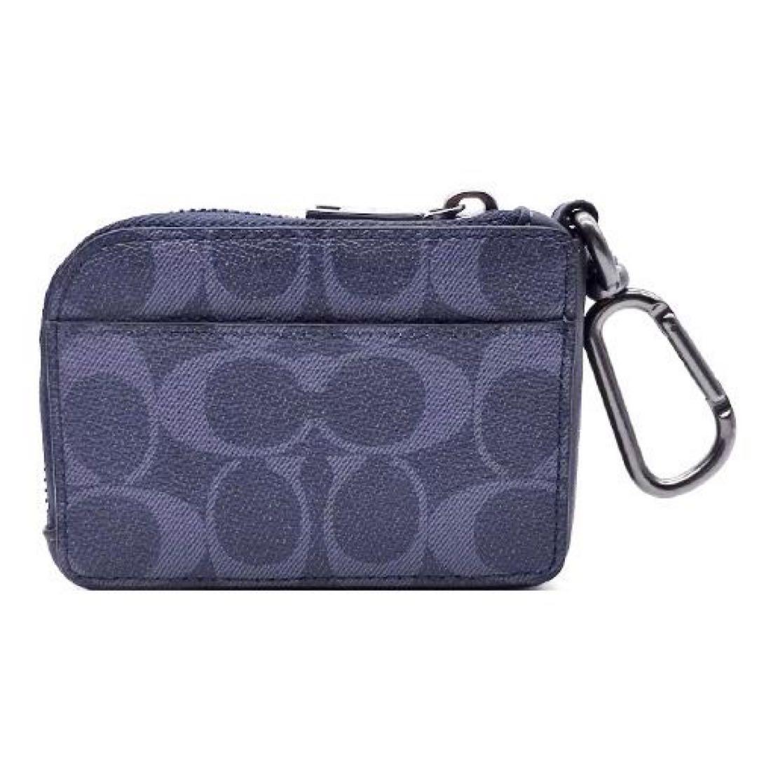 ネイビー レザーキーケース カラビナ付き