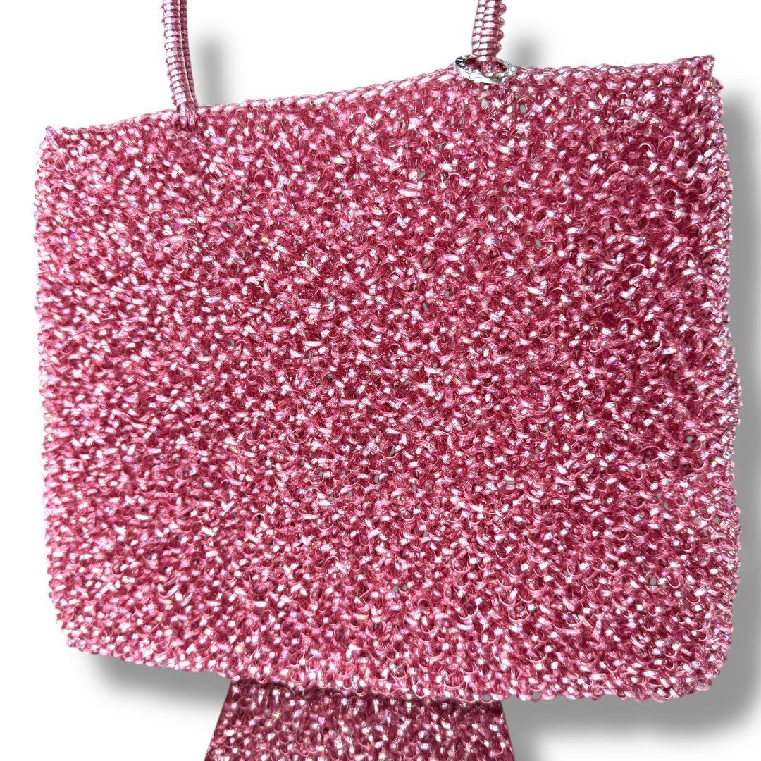 美品 ✨ANTEPRIMA アンテプリマ ワイヤーバッグ　ピンク ラメ