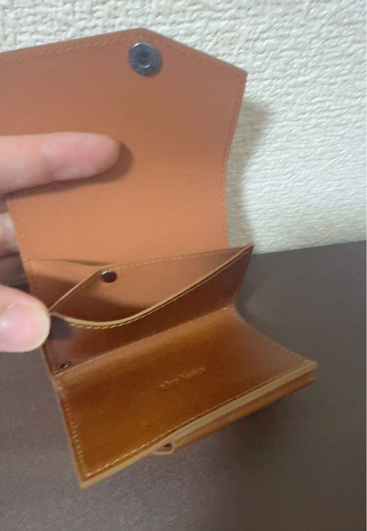 【abrAsus】小さい財布　ブッテーロレザー　キャメル　三つ折り財布