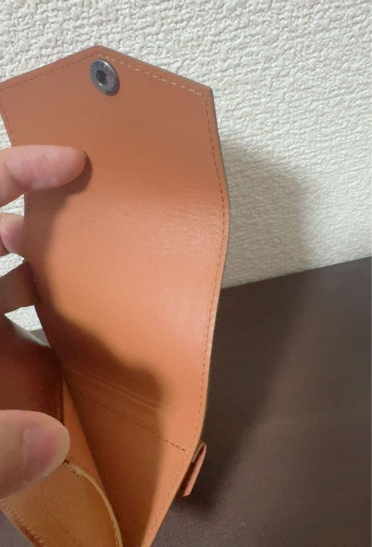 【abrAsus】小さい財布　ブッテーロレザー　キャメル　三つ折り財布