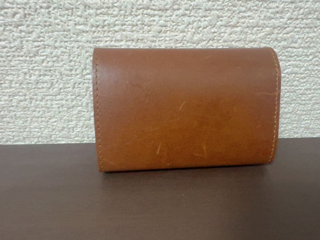【abrAsus】小さい財布　ブッテーロレザー　キャメル　三つ折り財布