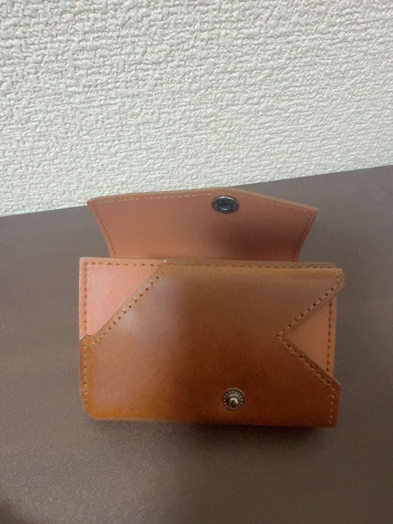 【abrAsus】小さい財布　ブッテーロレザー　キャメル　三つ折り財布