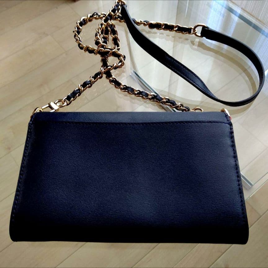 TORY BURCH ネイビー チェーンウォレット ショルダーバッグ 限定色