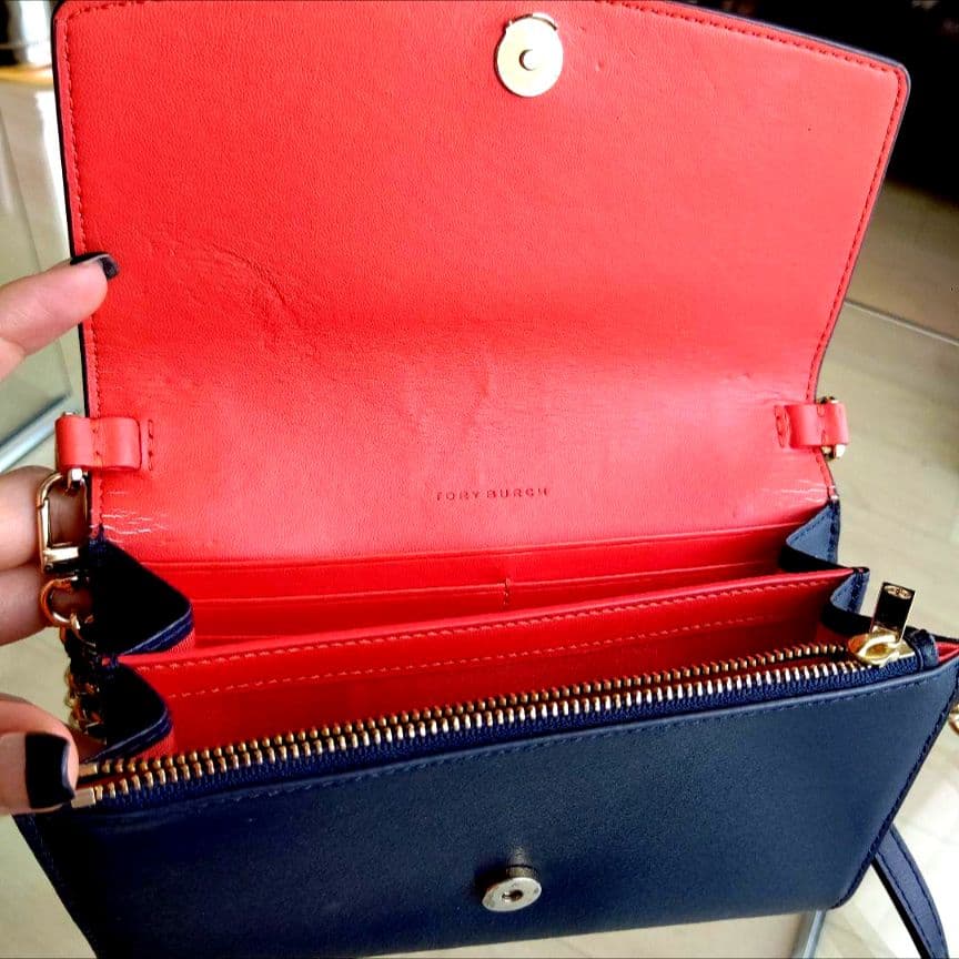 TORY BURCH ネイビー チェーンウォレット ショルダーバッグ 限定色