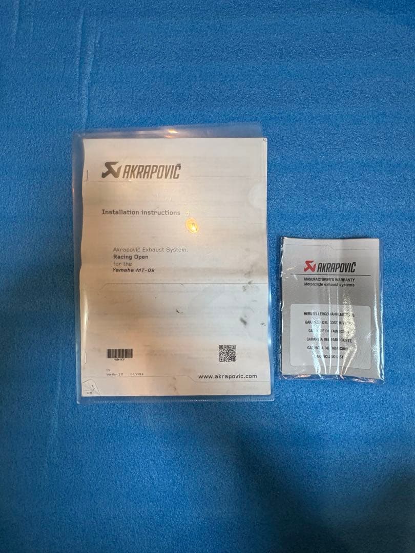 アクラポビッチ MT-09 XSR900フルエキゾーストマフラー【取付説明書付】