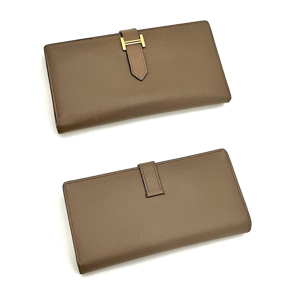 エルメス べアンスフレ ブラウン×アイボリー バイカラーHermes財布 長財布