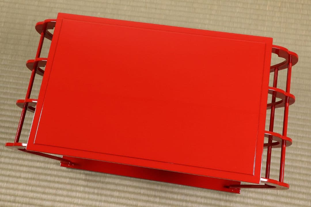 漆芸 輪島塗 朱塗 八足卓 花台 供台 54.5×27.3cm【MA722】