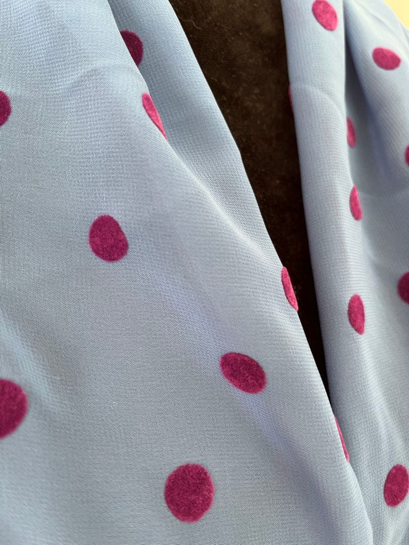 フラメンコ　マントンシージョ　ブルージョーゼット ブーゲンビリア水玉　セレステ