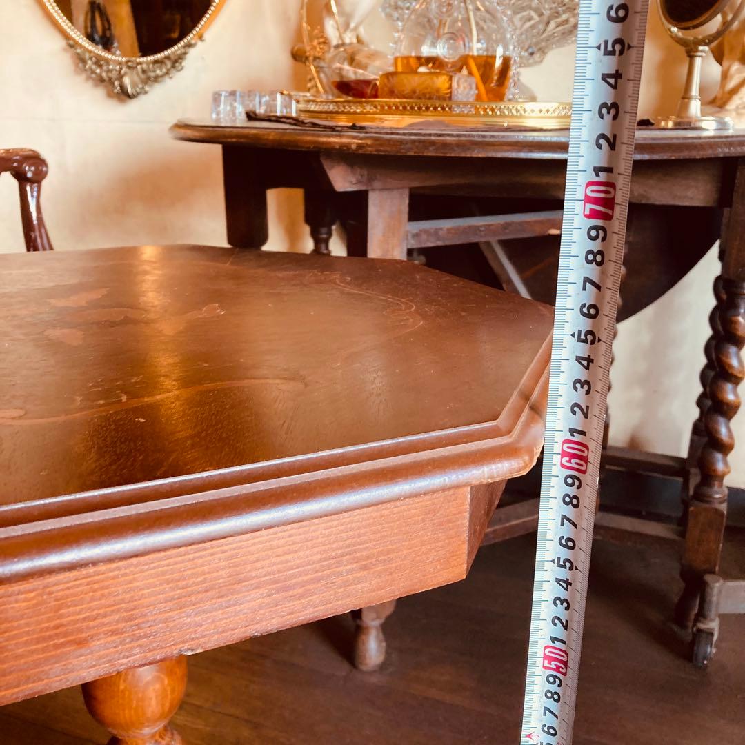 専用湯布院アンティーク イタリア 八角形サイドテーブル 木製コーヒーテーブル