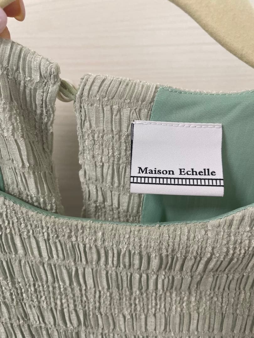 美品メゾンエシェルMaisonEchelle エアリーシャーリングワンピース