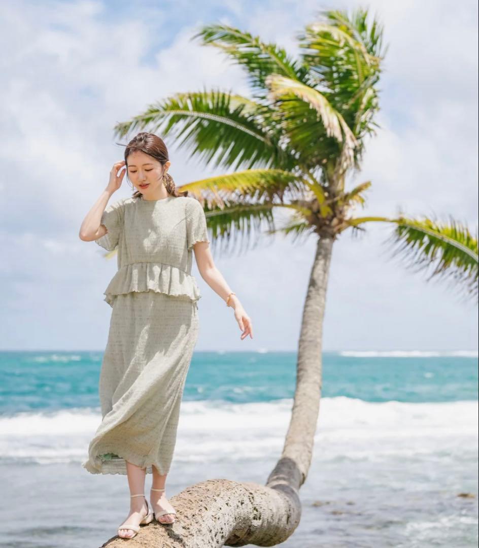 美品メゾンエシェルMaisonEchelle エアリーシャーリングワンピース