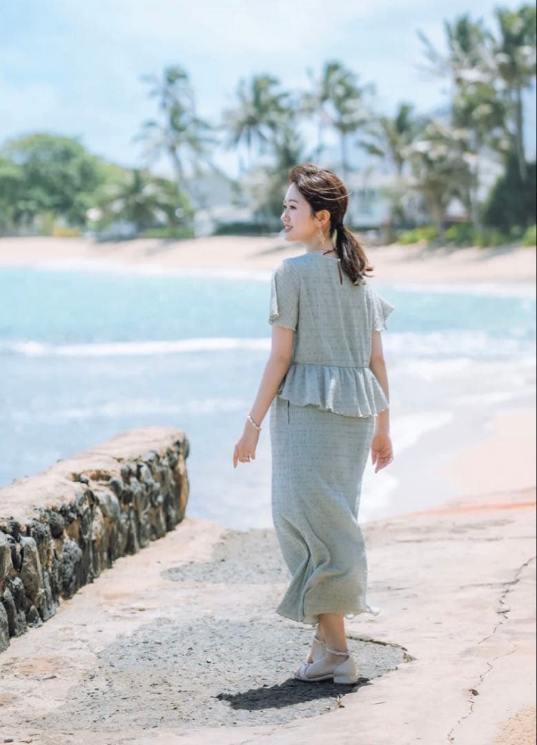 美品メゾンエシェルMaisonEchelle エアリーシャーリングワンピース