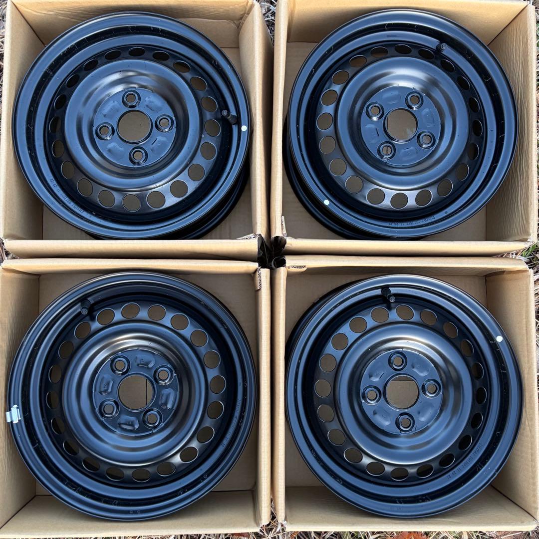 新車外し 14インチ 4.5J ハブ径54mm スチールホイール 4穴 4本