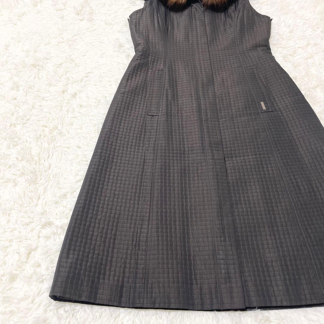 極美品✨フォクシー　ジレ　フード　フォックスファー　ロング　Aライン