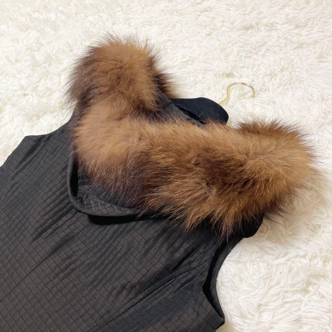 極美品✨フォクシー　ジレ　フード　フォックスファー　ロング　Aライン