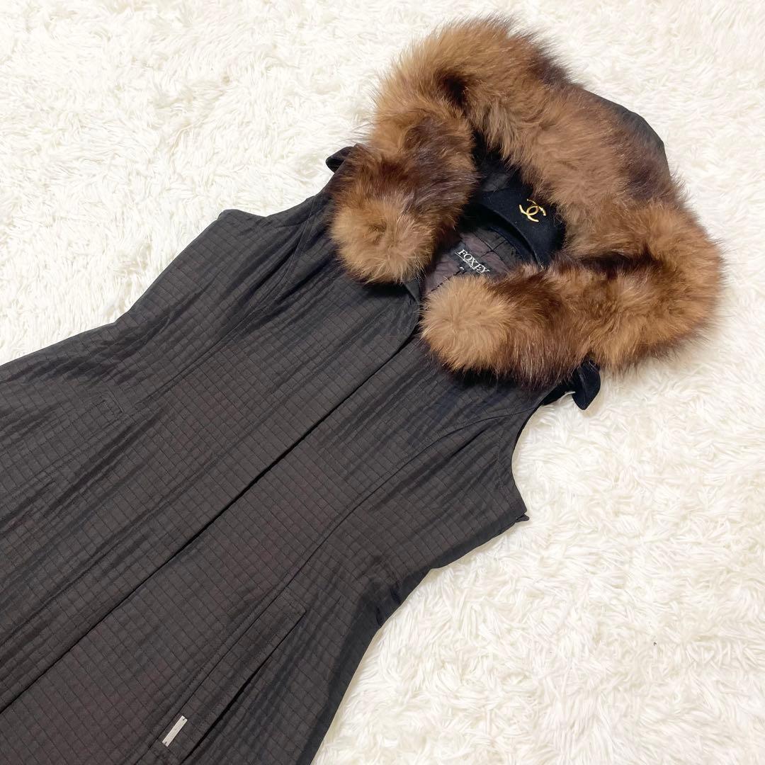 極美品✨フォクシー　ジレ　フード　フォックスファー　ロング　Aライン