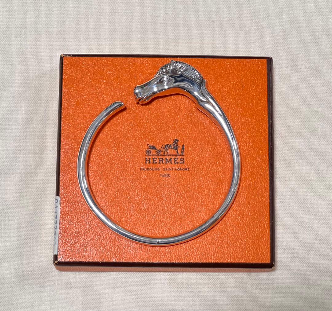 HERMES エルメス シュバルホース バングル メタル シルバー ヴィンテージ