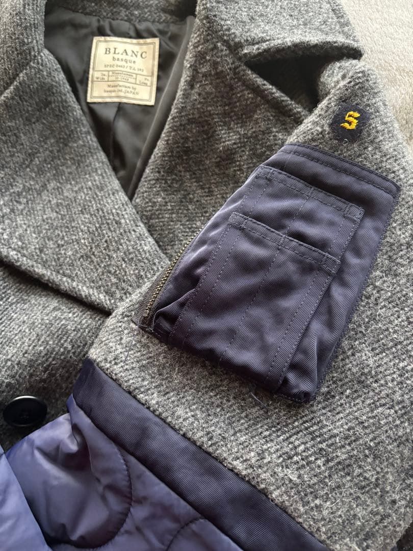 blanc basqueソフトメルトン×中綿キルティング異素材ブルゾンコート