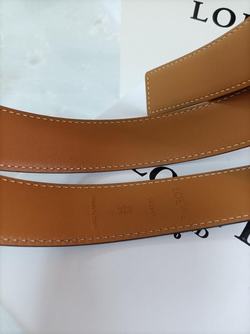 ブラック★メンズ ベルト ロエベ loewe ゴールドロゴ