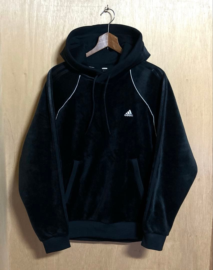 adidas ベロア セットアップ 上下 ブラック 新品 アディダス