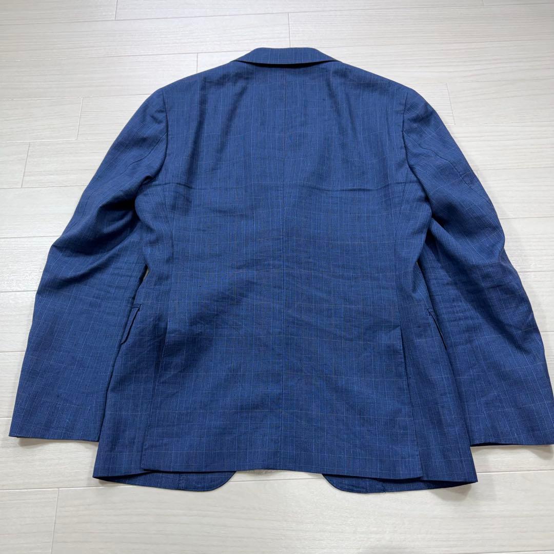 スーツセレクト グアベロ ウィンドーチェック 段返り 本切羽 リネン シルク混