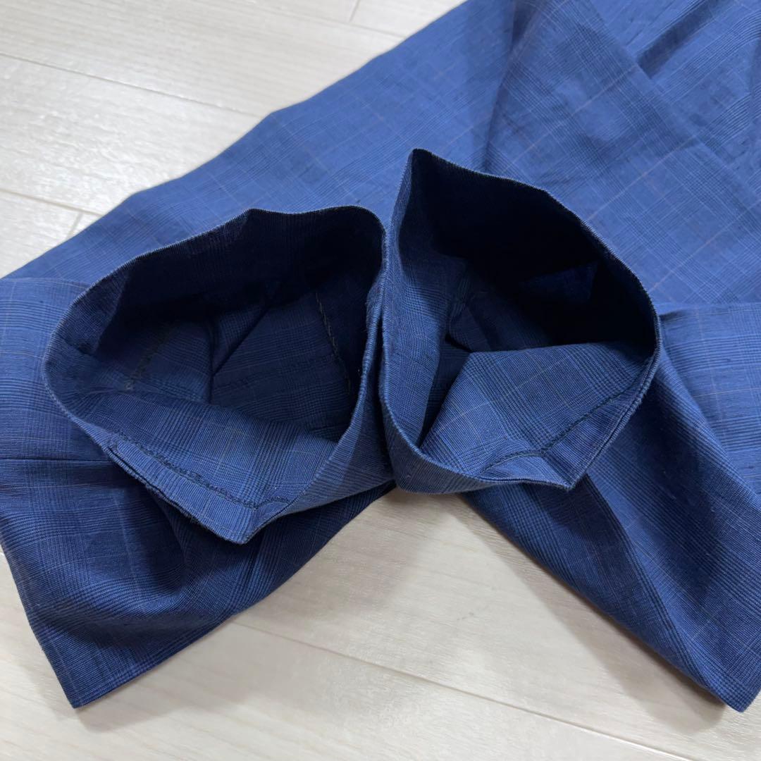 スーツセレクト グアベロ ウィンドーチェック 段返り 本切羽 リネン シルク混