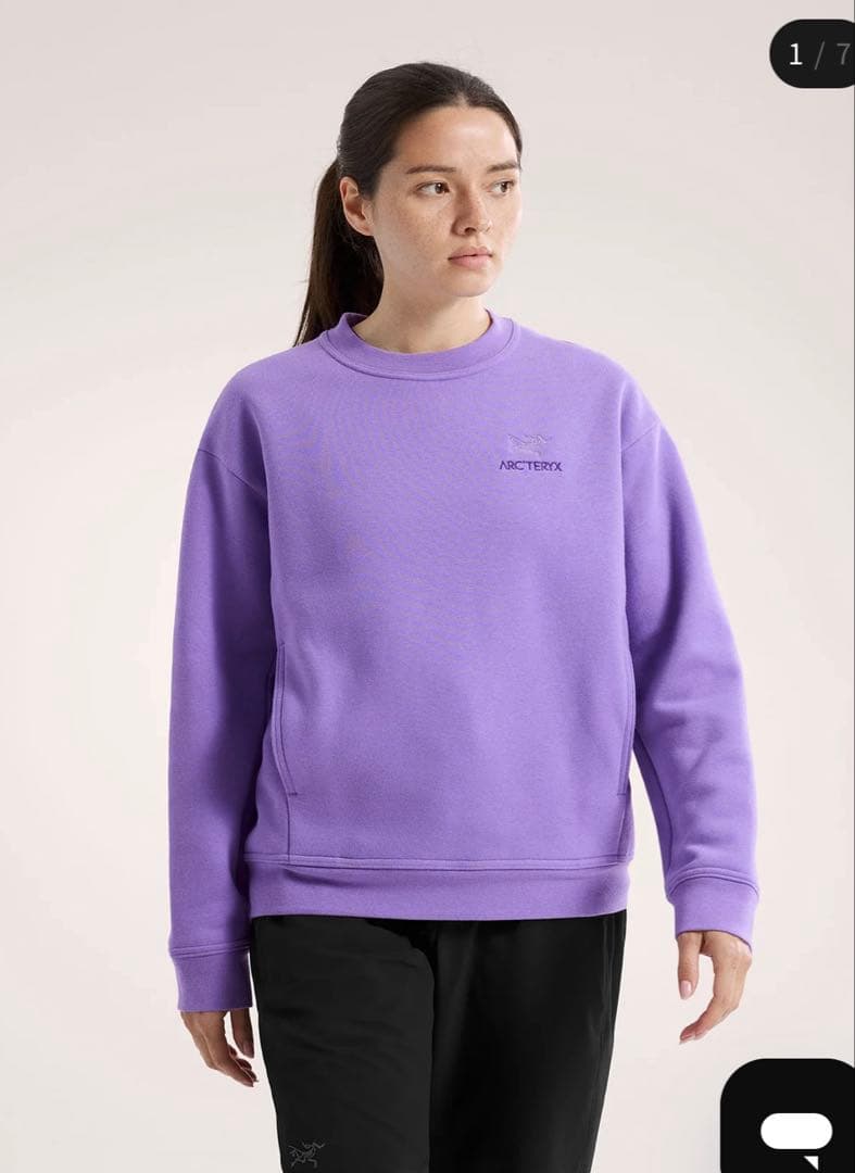 新品タグあり　ARC'TERYX パープル トレーナー　フリース　裏起毛 S/P