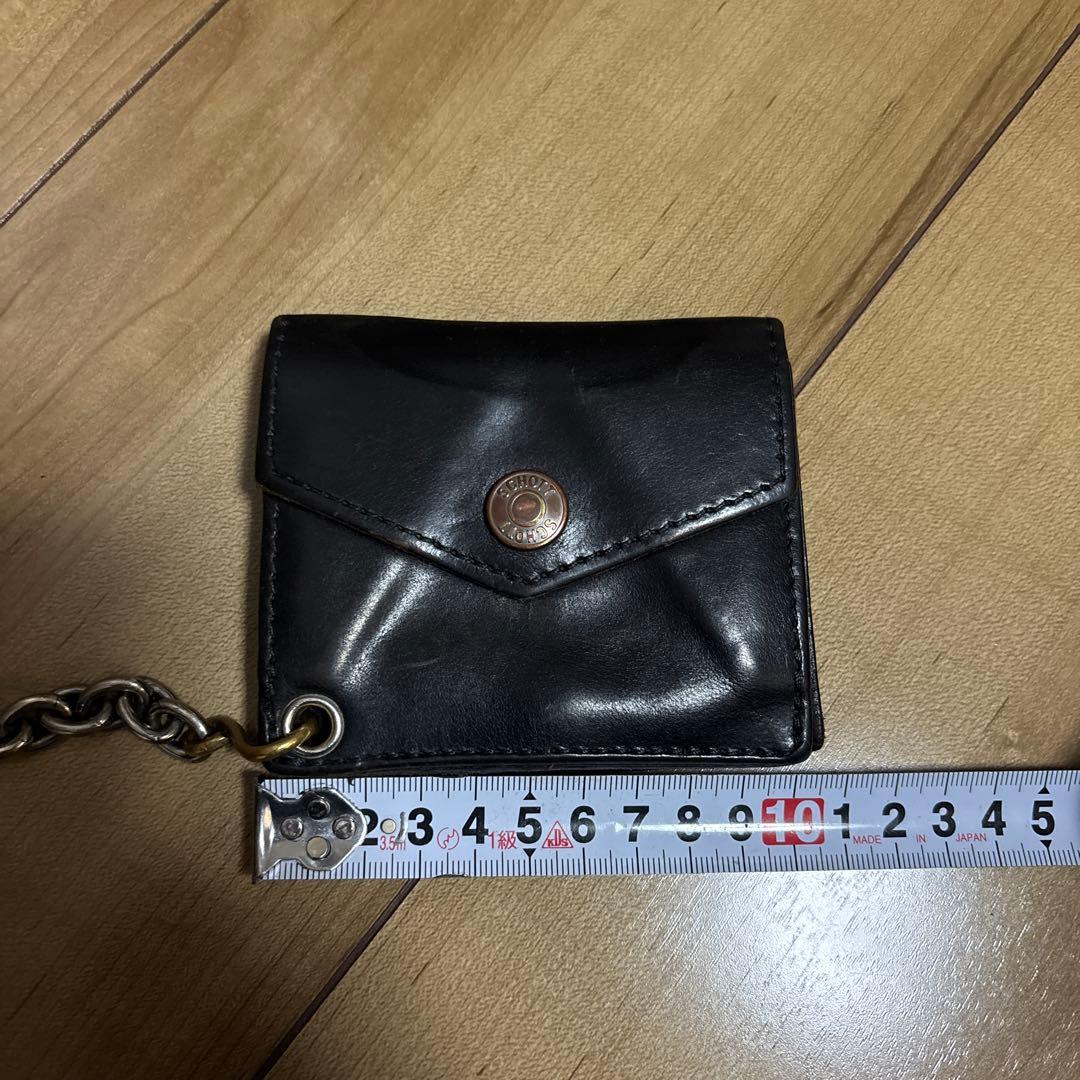 茶芯　ショット　schott 三つ折り財布　ウォレットチェーン　アメカジ　古着
