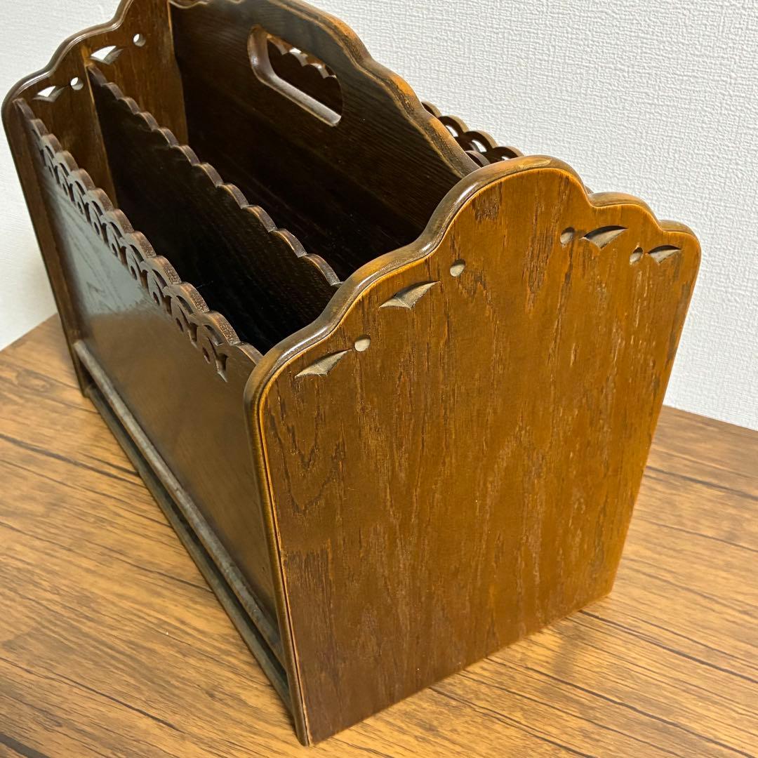 パリの雑貨屋 マガジンラック レース模様 レトロ アンティーク　木製 引き出し